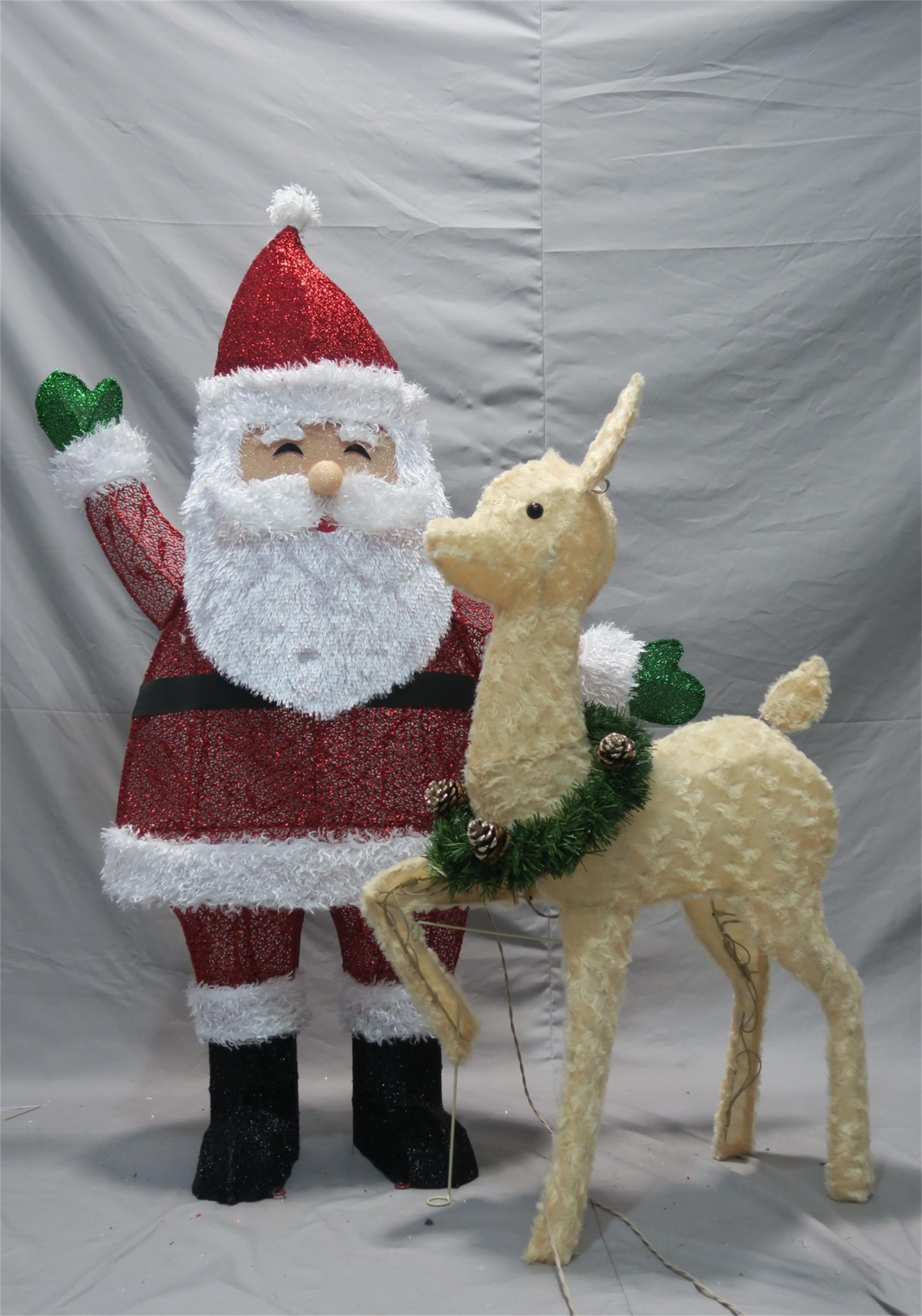 46/36-inch 175-light (105+70) rose velvet Santa holding reindeer decoration