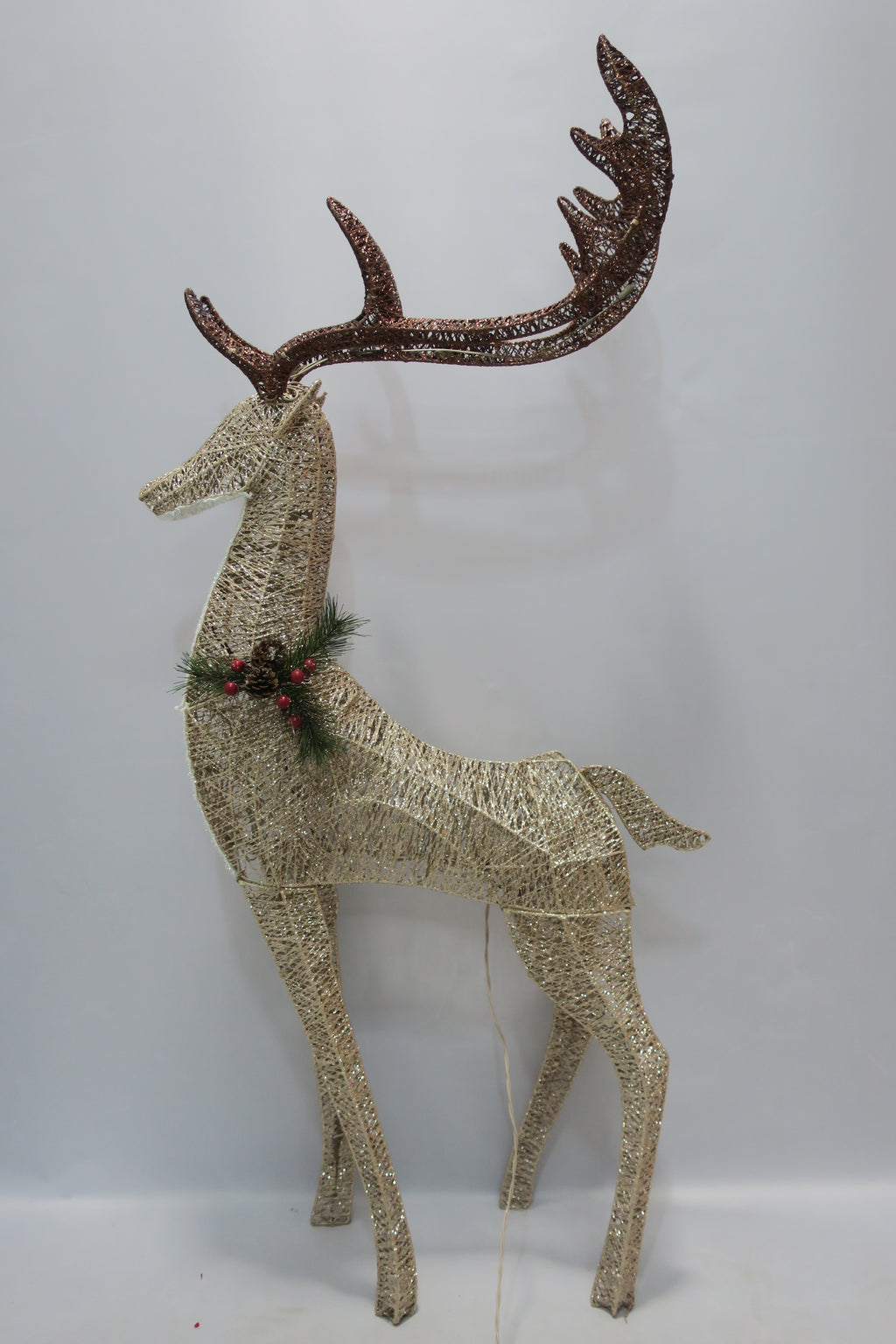 55-inch 120-Light Cotton-Wrapped Standing Reindeer Light