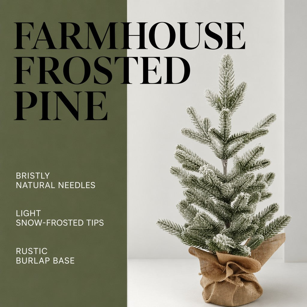 Factory Direct Small Frosted Fir Christmas Tree with Burlap Sack Base Realistic Foliage Desktop Xmas Home Decor