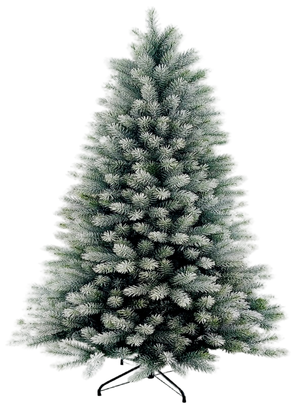 Green Flocked PVC+PE Mixed Leaf Christmas Tree with Metal Fork Stand