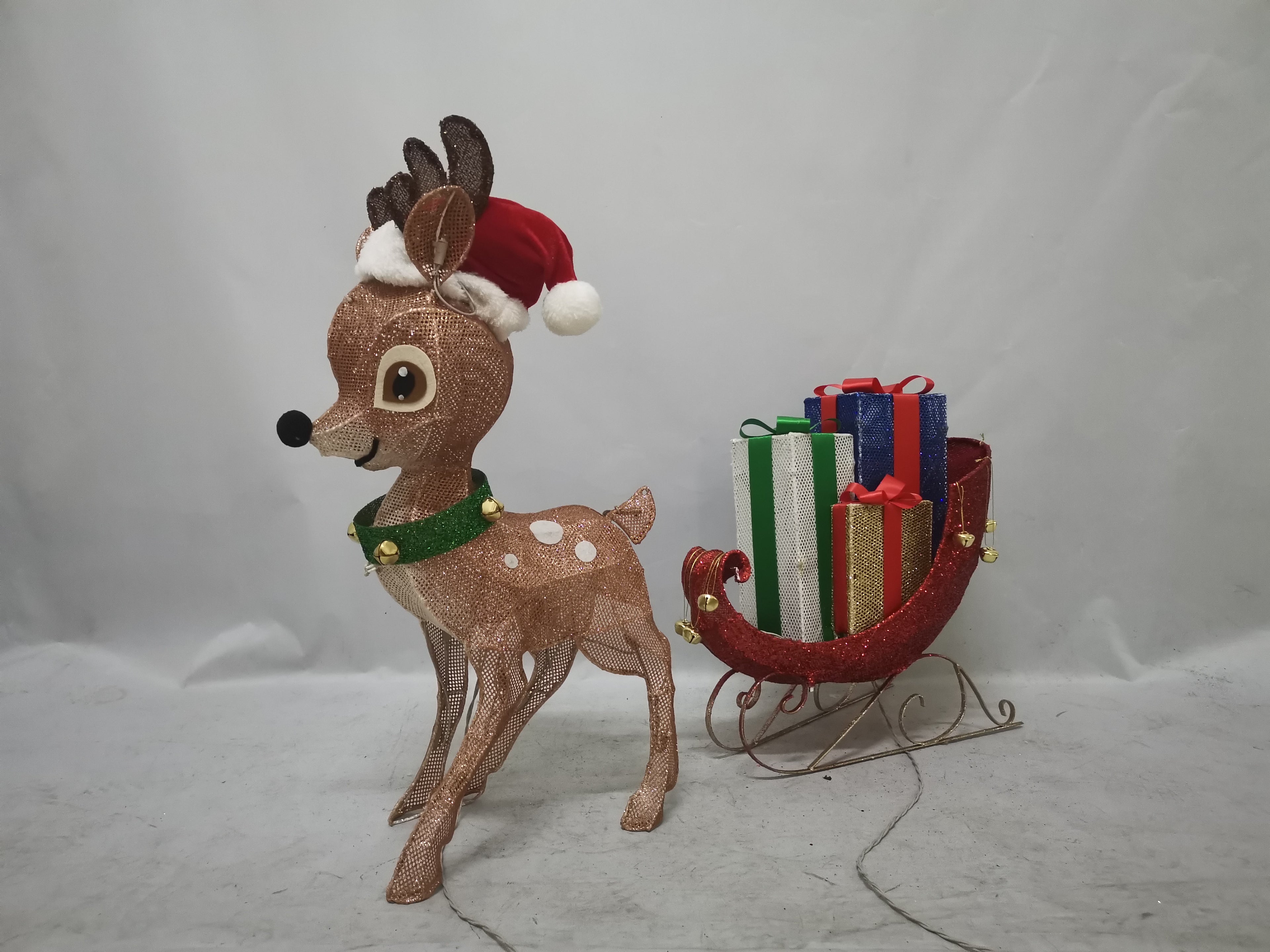 28/18 inch two sizes available, 65-light fabric deer cart decorative light