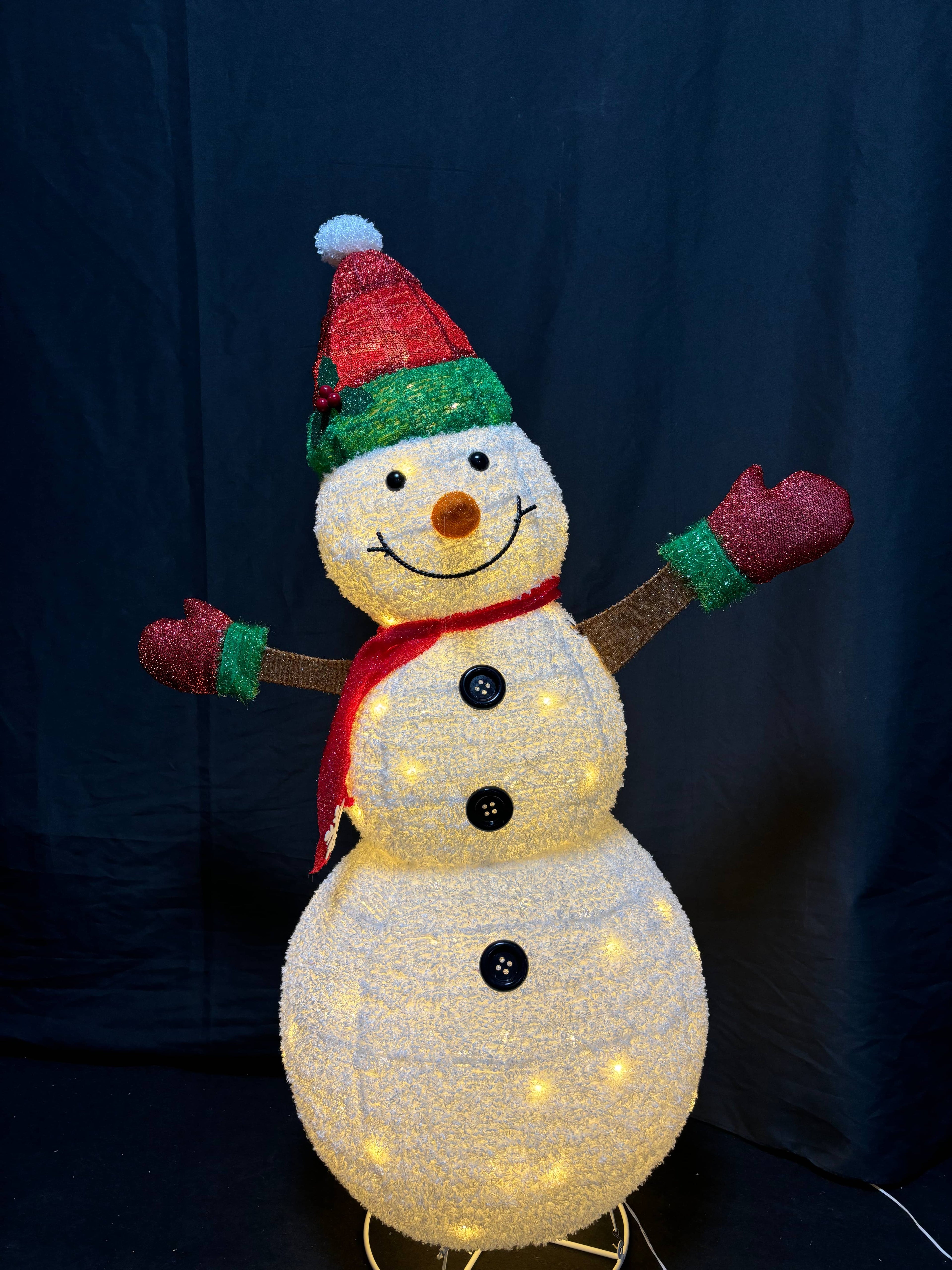 48" Retractable Snowman, Pre-Lit with 100 LED Lights