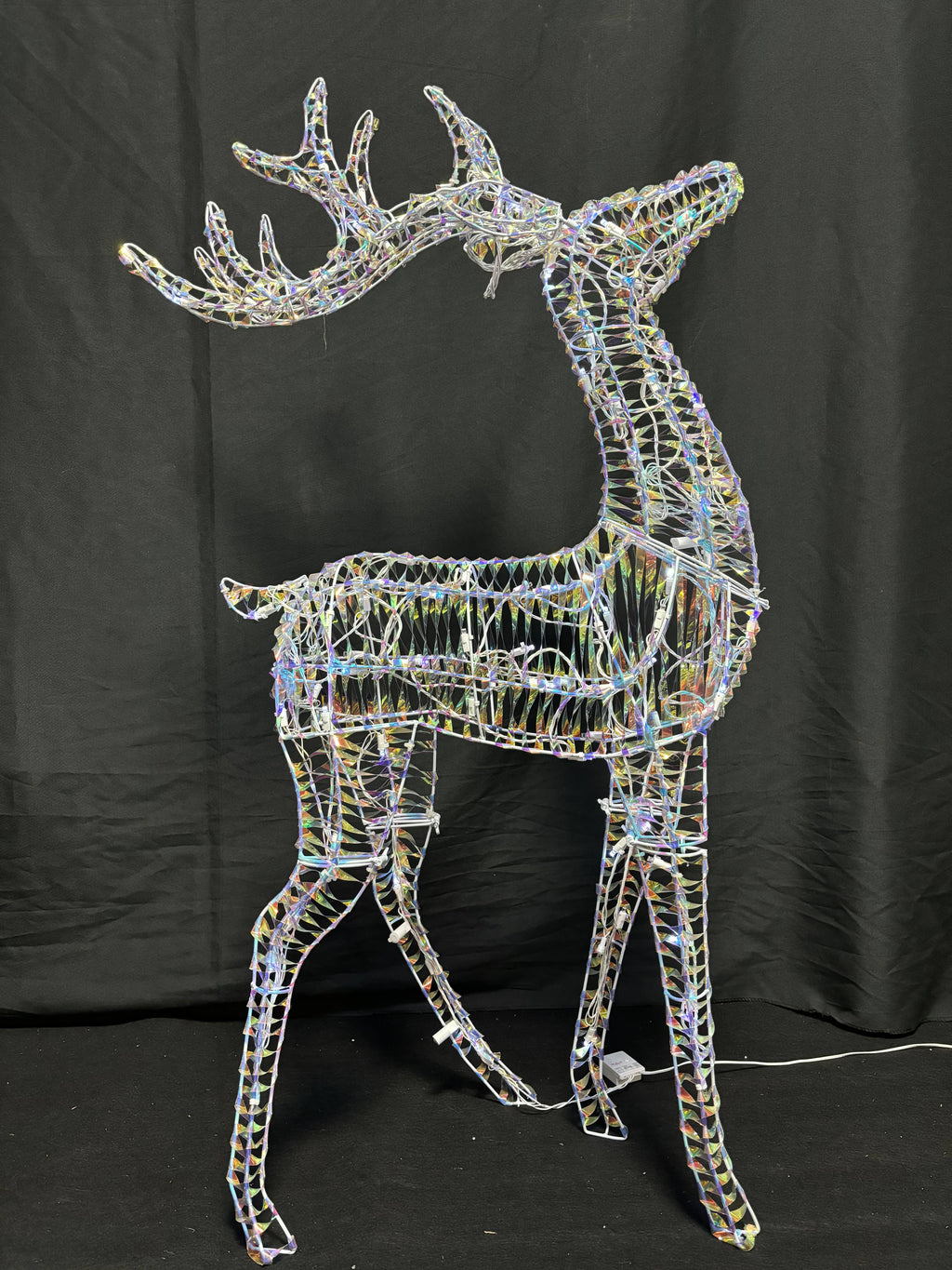 36" Lighted Twisted Rainbow Film Standing Deer | Christmas Outdoor Decoration