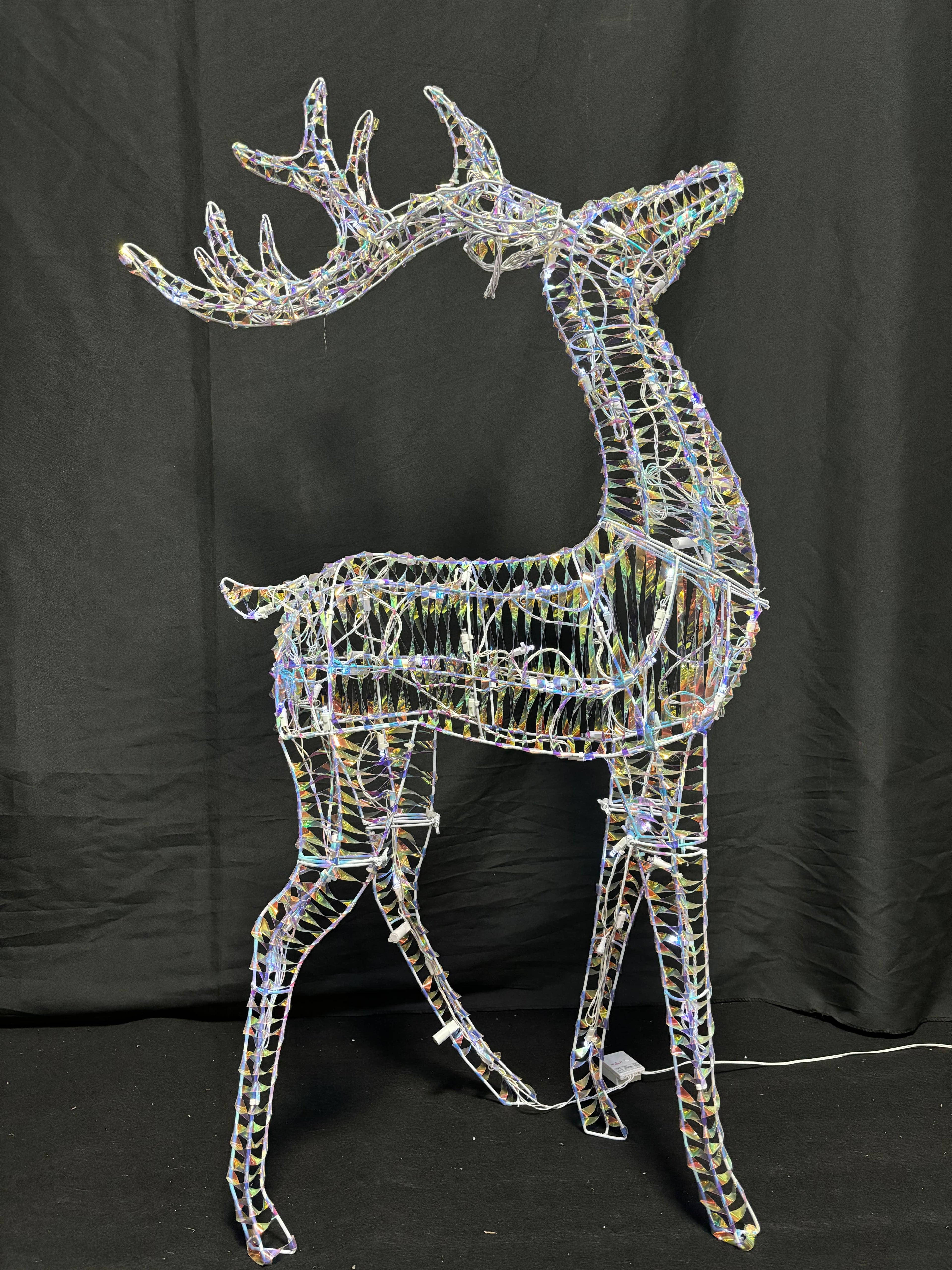 36" Lighted Twisted Rainbow Film Standing Deer | Christmas Outdoor Decoration