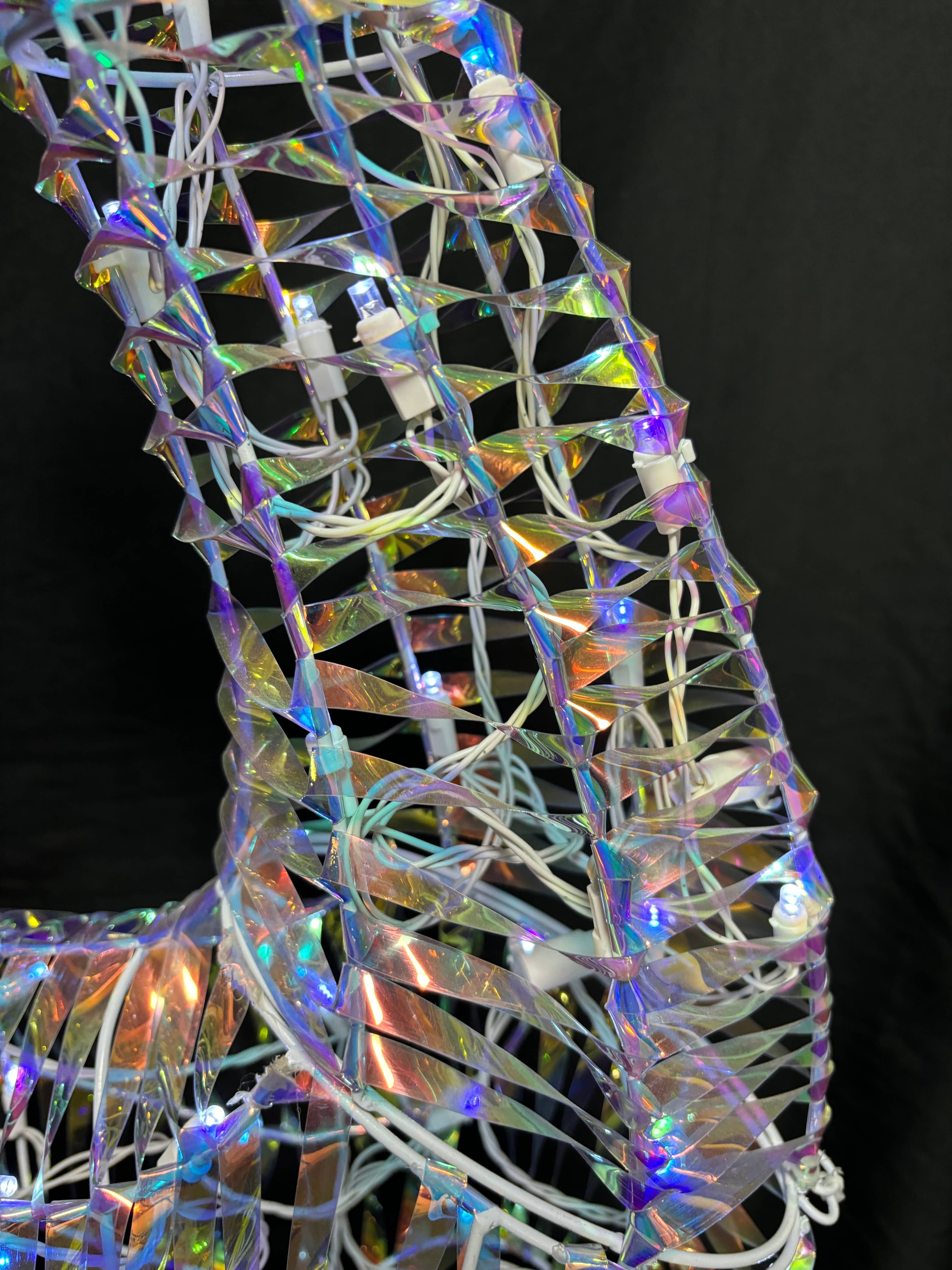 36" Lighted Twisted Rainbow Film Standing Deer | Christmas Outdoor Decoration