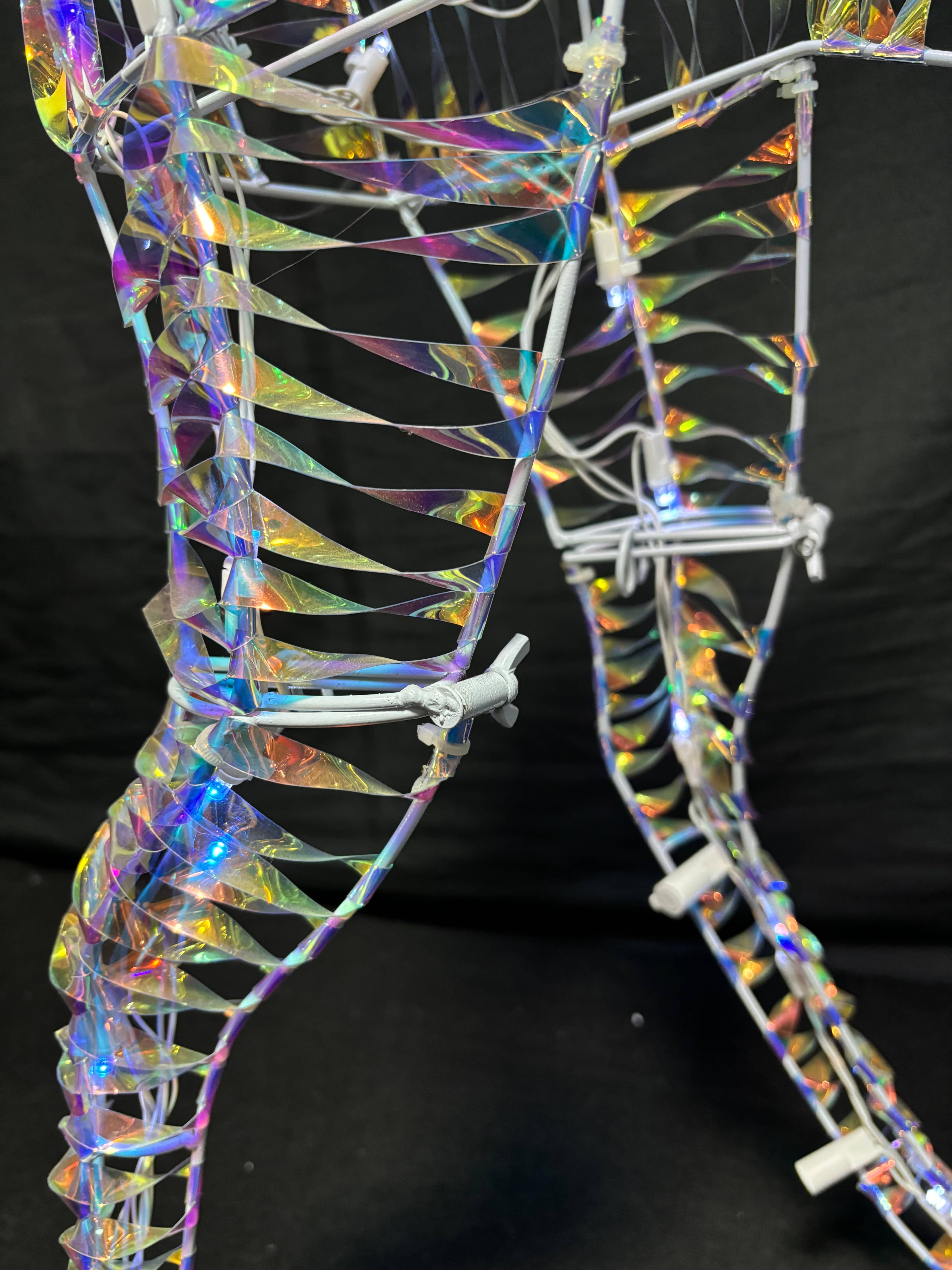 36" Lighted Twisted Rainbow Film Standing Deer | Christmas Outdoor Decoration
