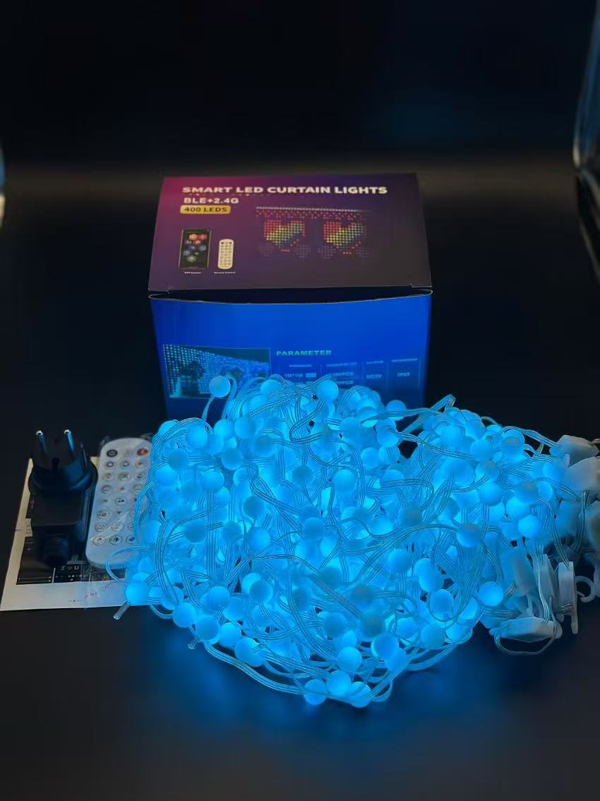 5V Milky White Globe Curtain Lights, 400 LEDs RGB + Surplife LED Control