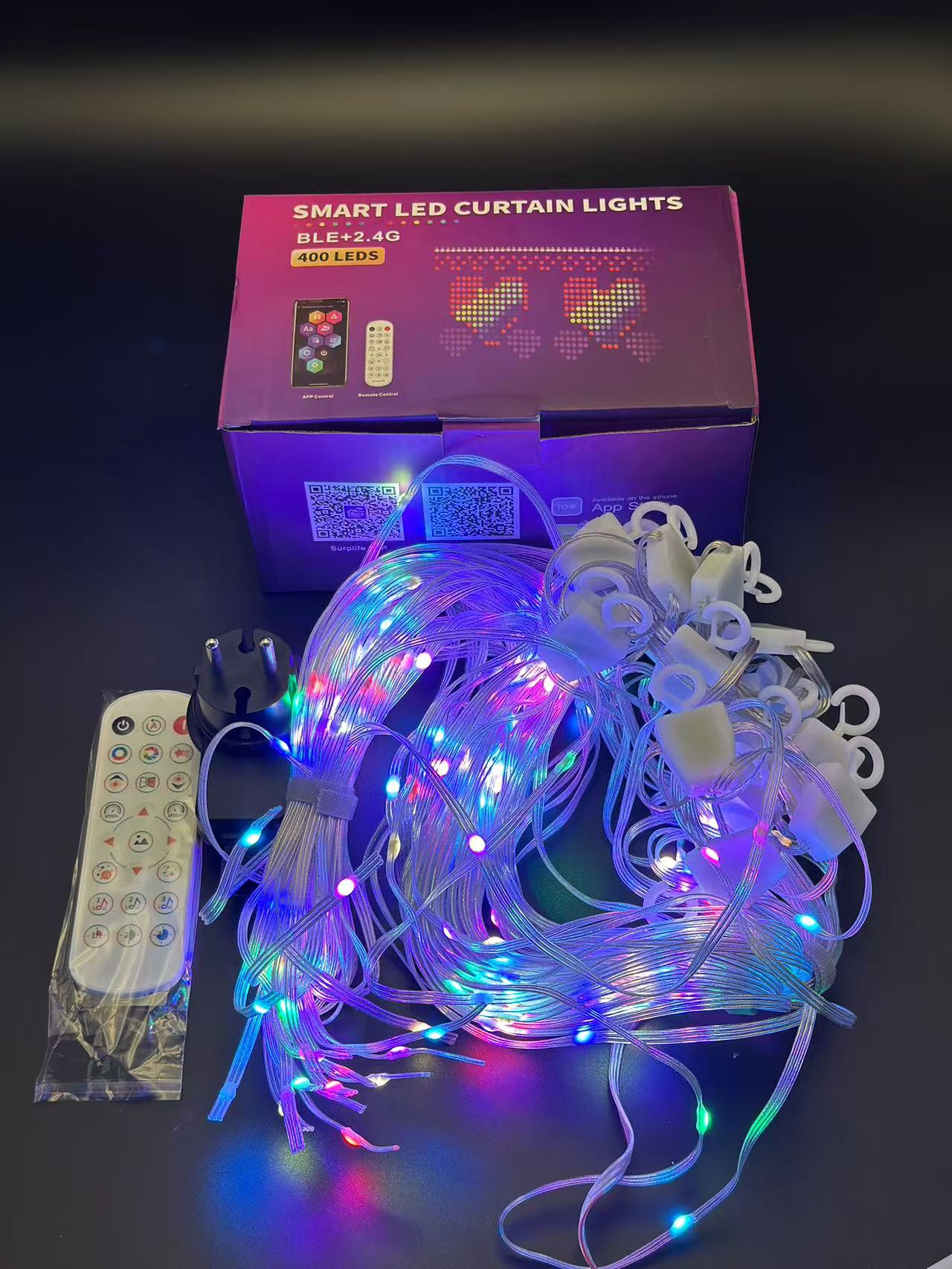 5V RGB Curtain Lights, Bare Bulb Version + Surplife LED Control，400light