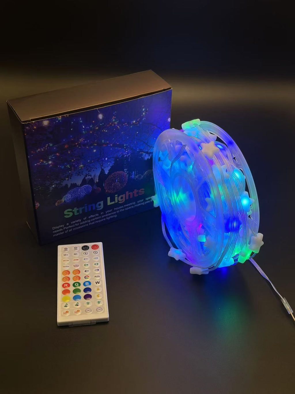24V 25m Four-Color 8-Function String Light + 8-Function Controller with Power Supply