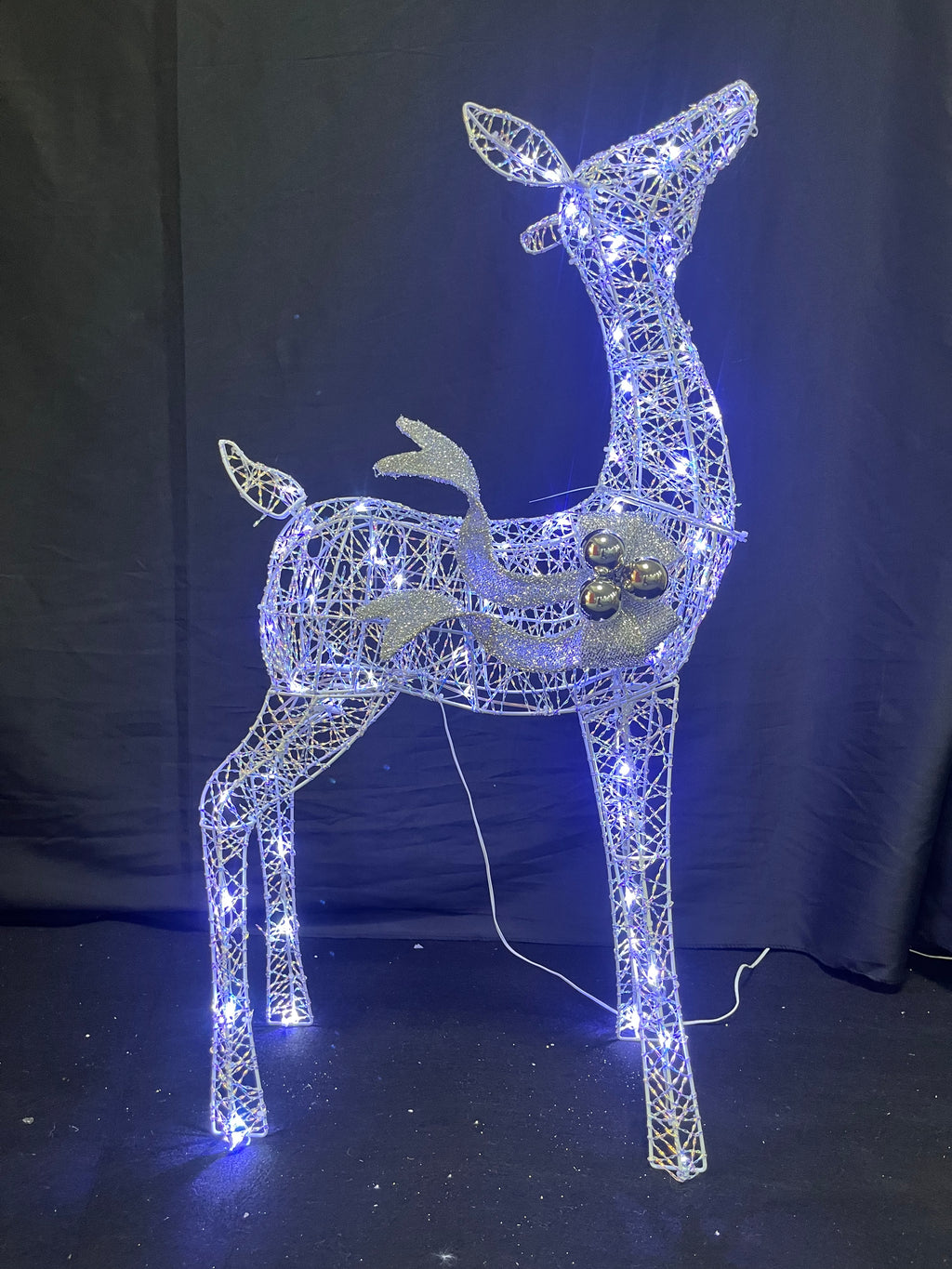 37" Twisted Floral Champagne Glitter Reindeer+100light RGB