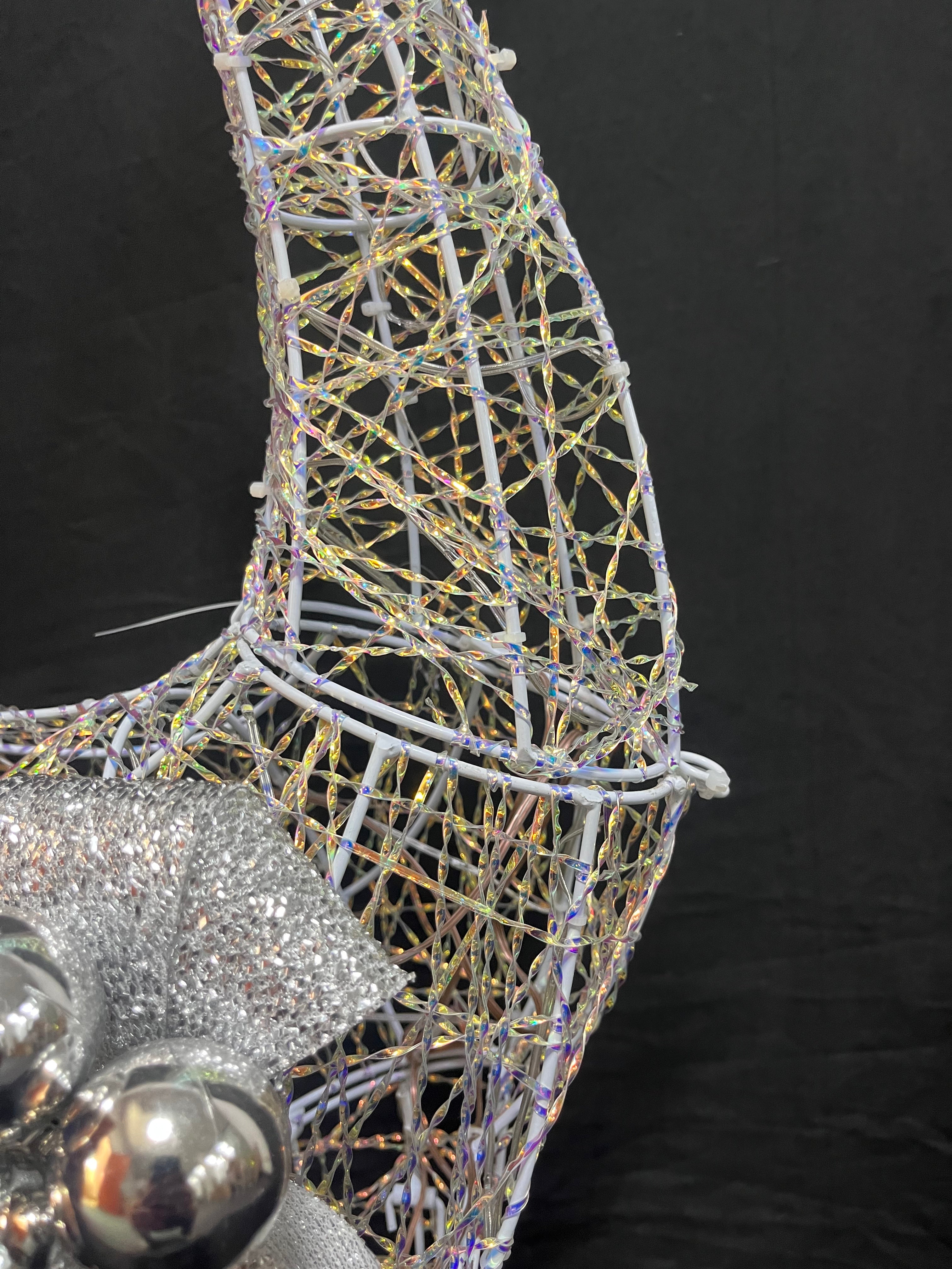 37" Twisted Floral Champagne Glitter Reindeer+100light RGB