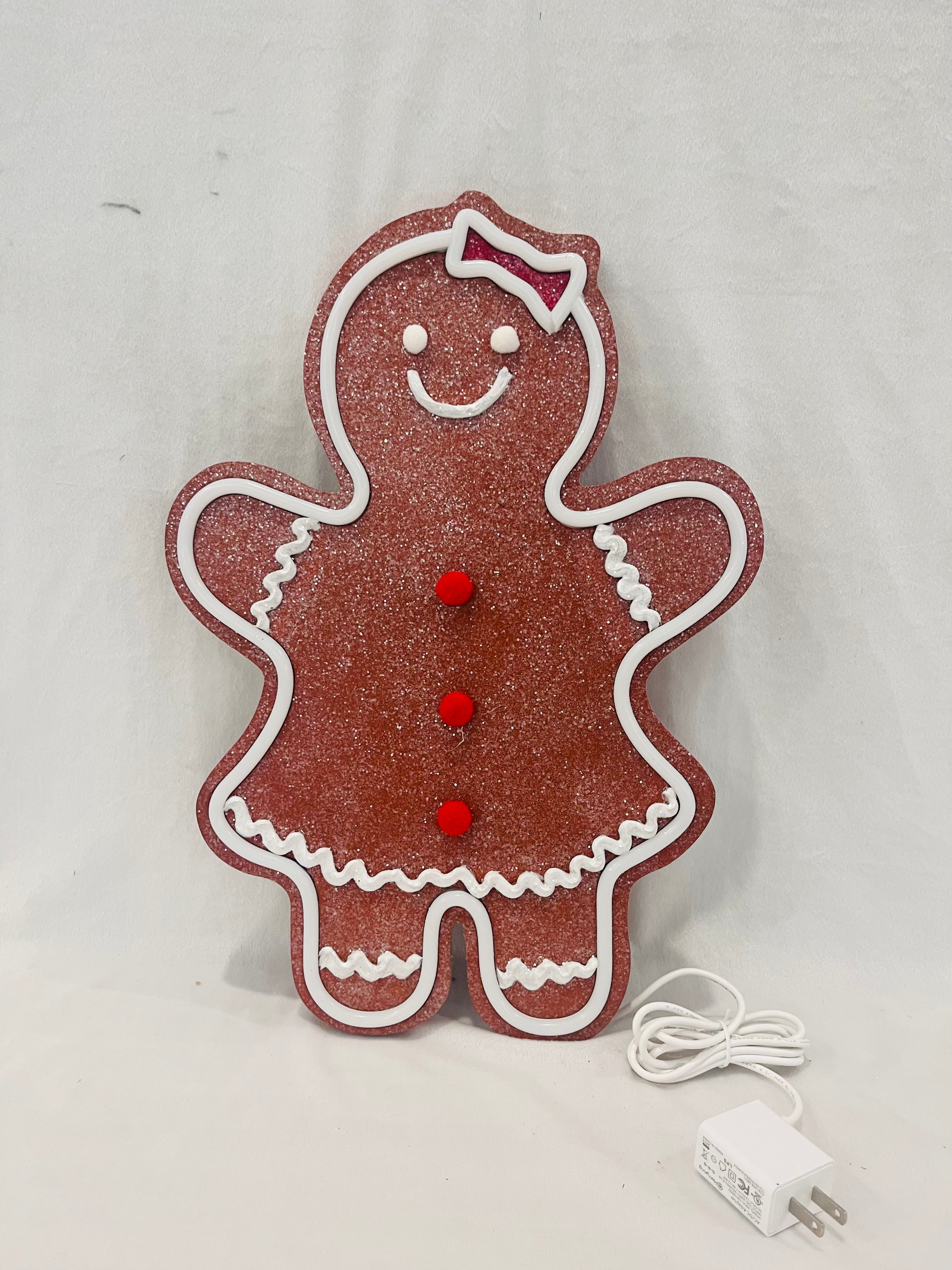 LED Gingerbread Woman Neon Sign – Christmas Decor Light