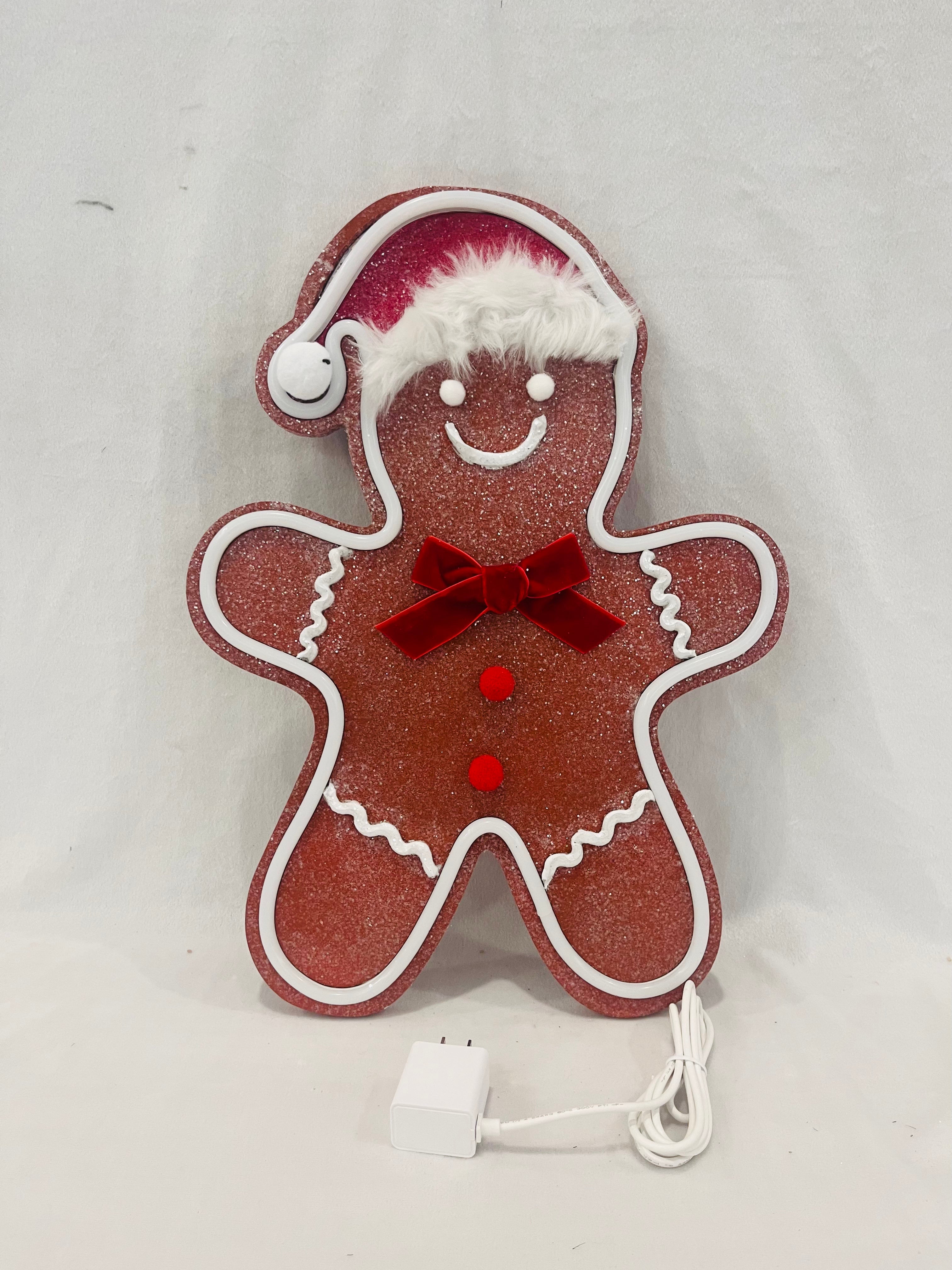 LED Gingerbread Man Neon Sign – Christmas Decor Light