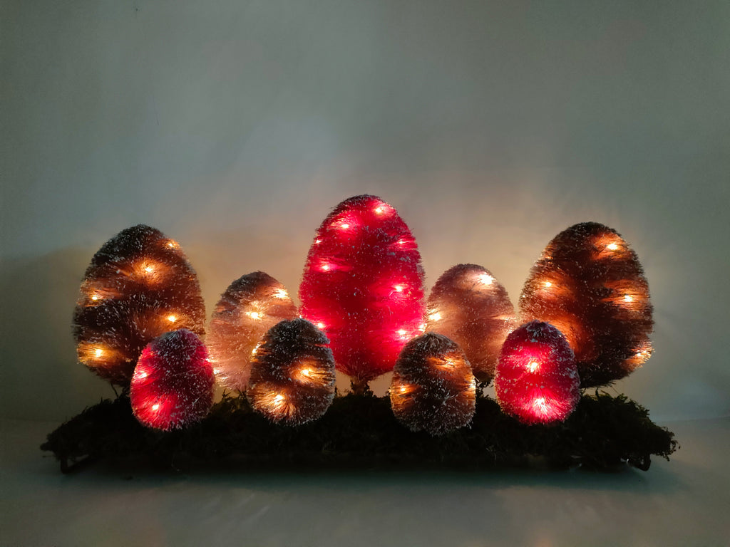 LED Frosted Sisal Tree Cluster – Christmas Village Decor