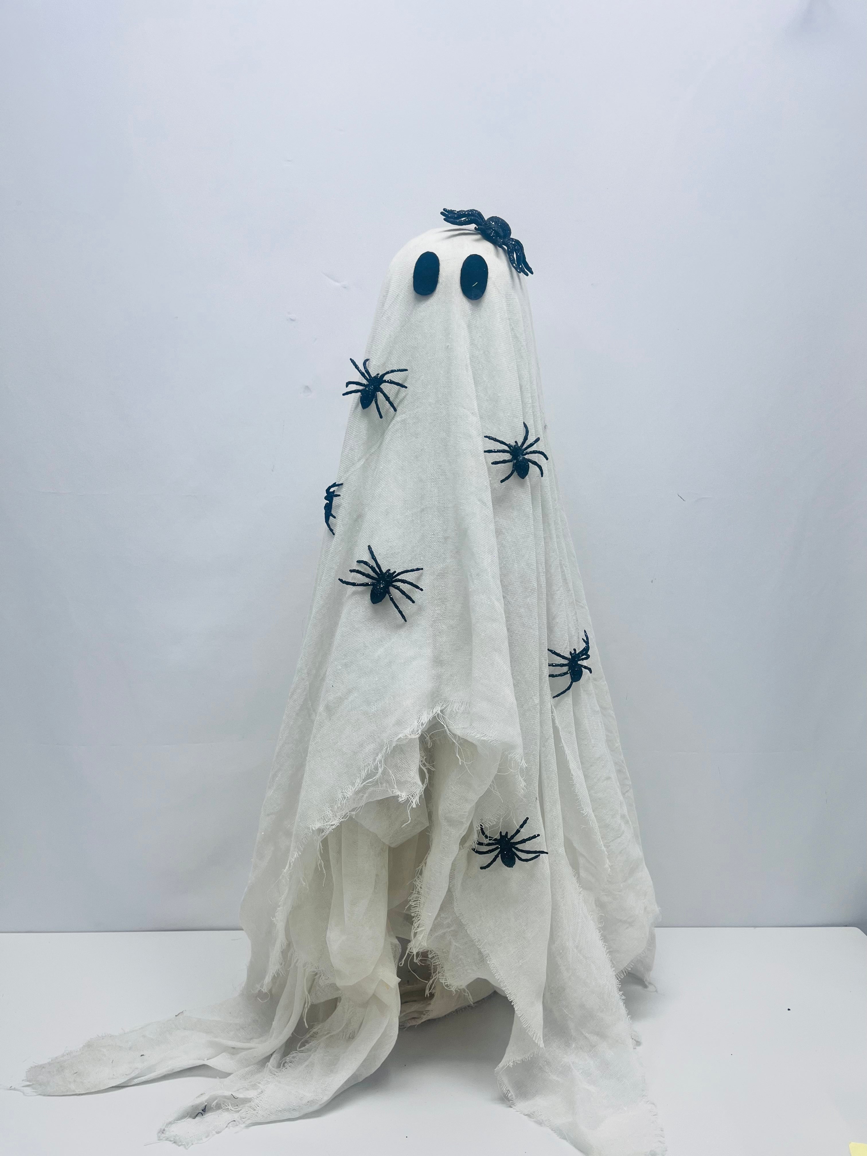 LED Lighted Ghost Decor with Spiders – Halloween Decoration