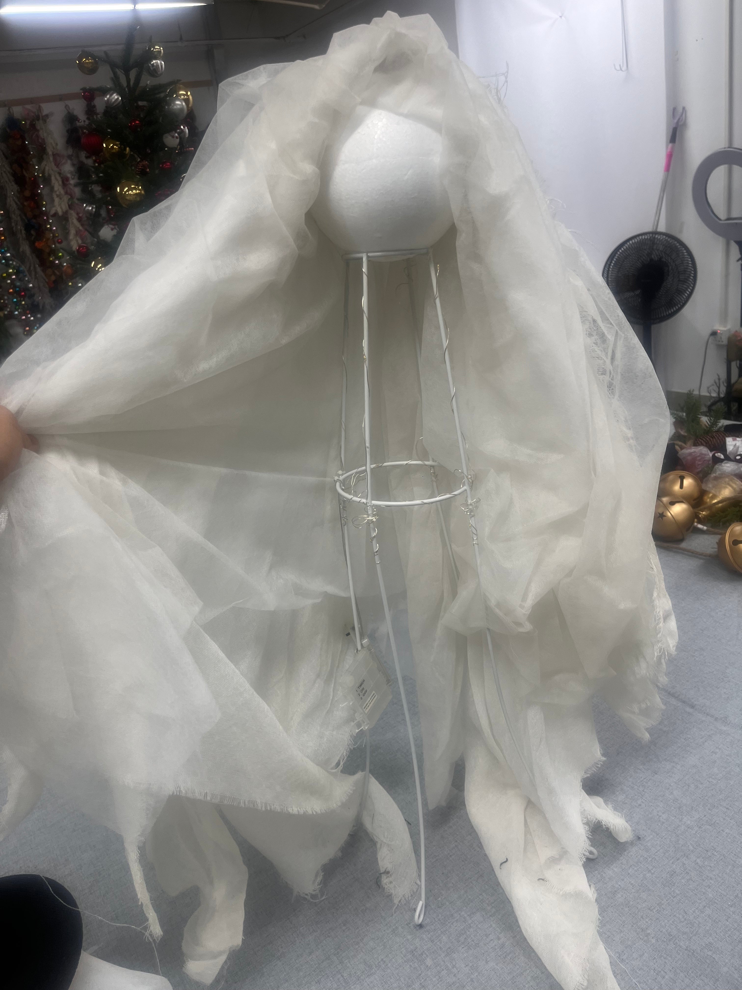 LED Lighted Ghost Decor with Spiders – Halloween Decoration