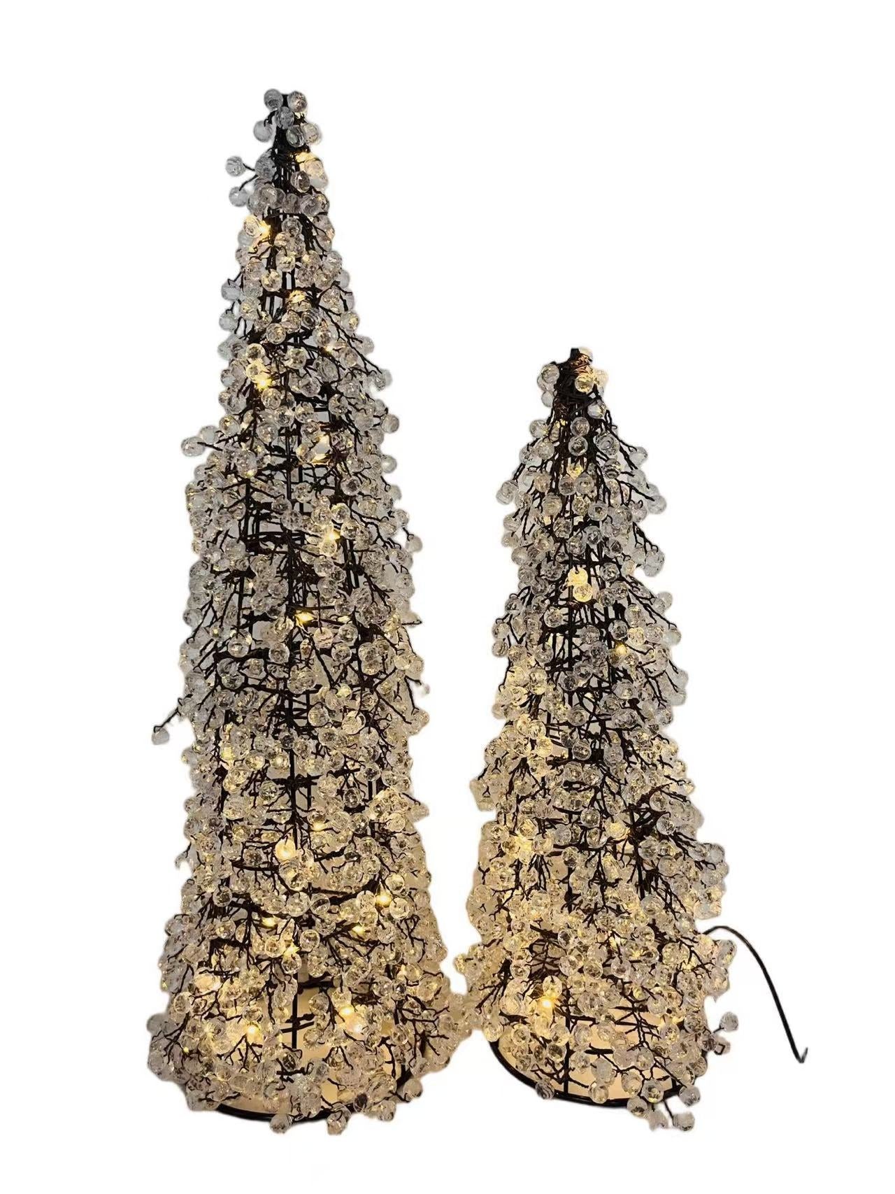Crystal Beaded LED Christmas Tree – Decorative Lighted Conical Tree