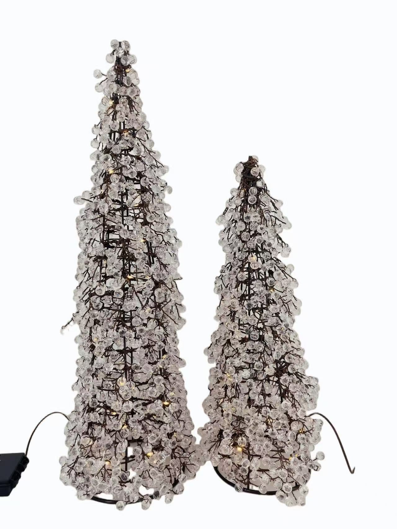 Crystal Beaded LED Christmas Tree – Decorative Lighted Conical Tree