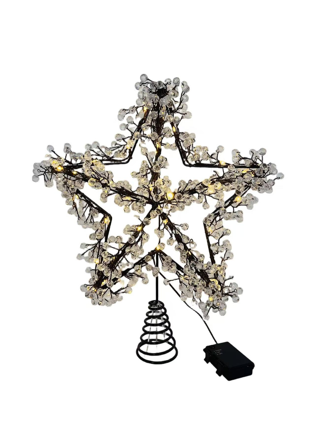 Crystal Beaded Star Tree Topper – LED Christmas Decor