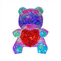 Iridescent Holographic Bear with Heart – LED Light-Up Decor