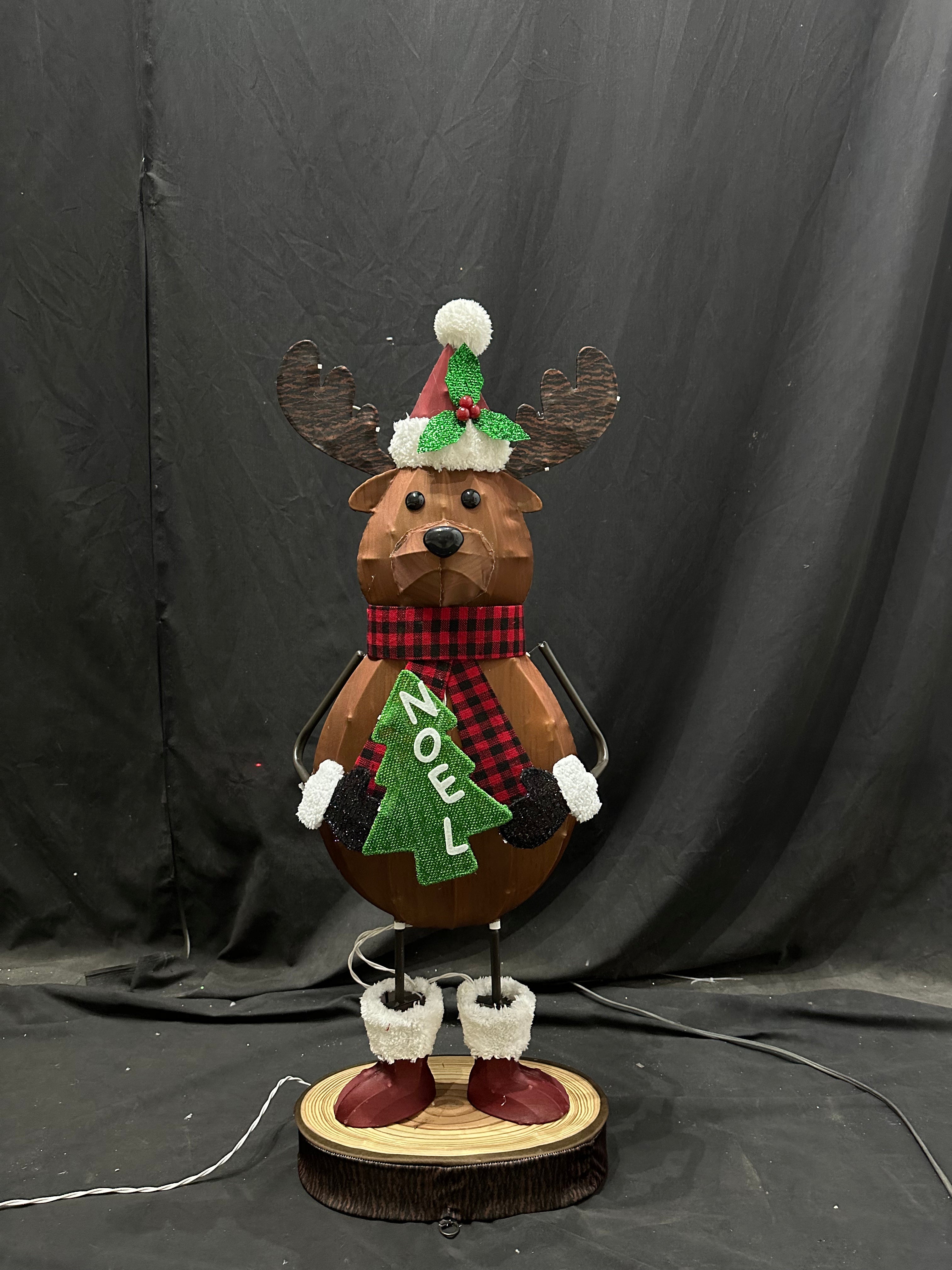 36-inch 60-light fabric stump reindeer light