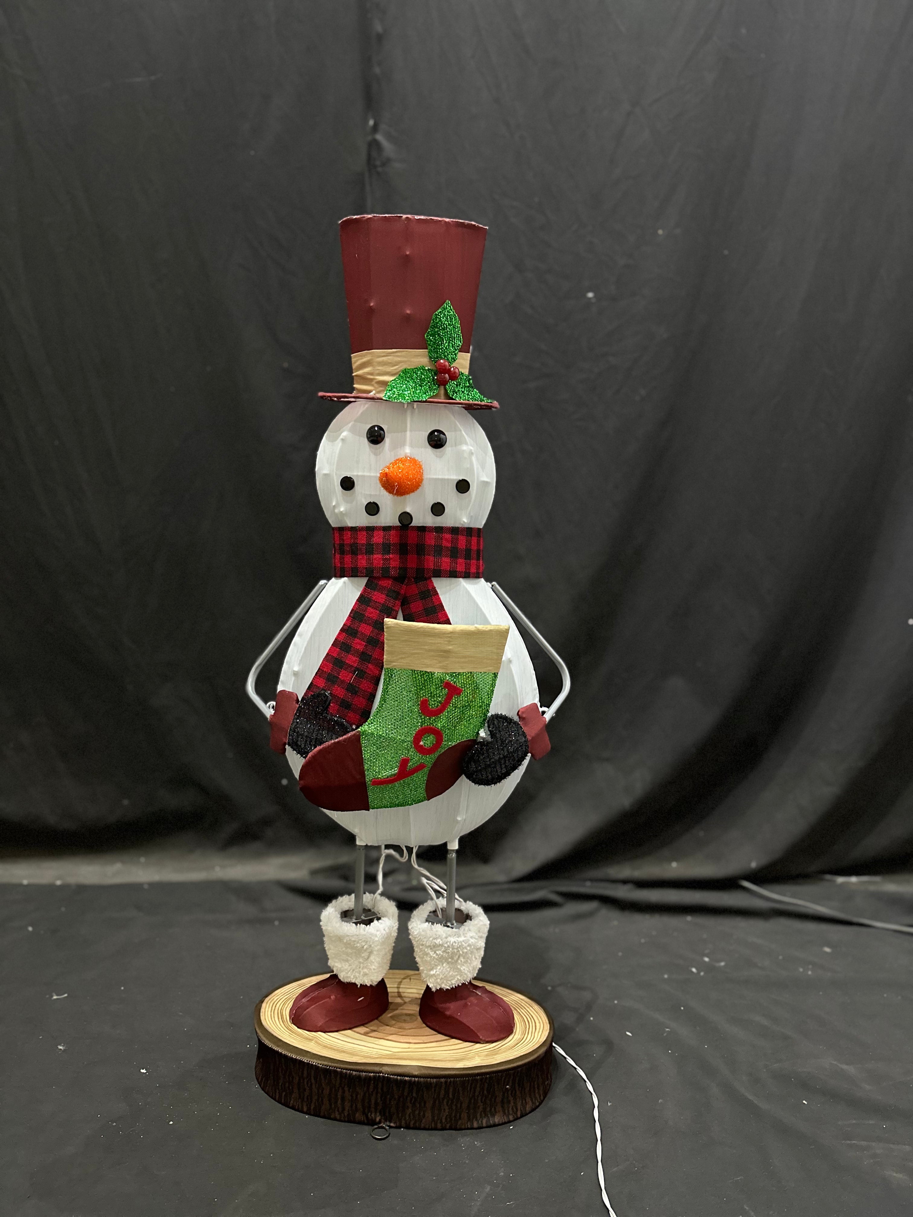 36-inch 60-light fabric stump snowman light