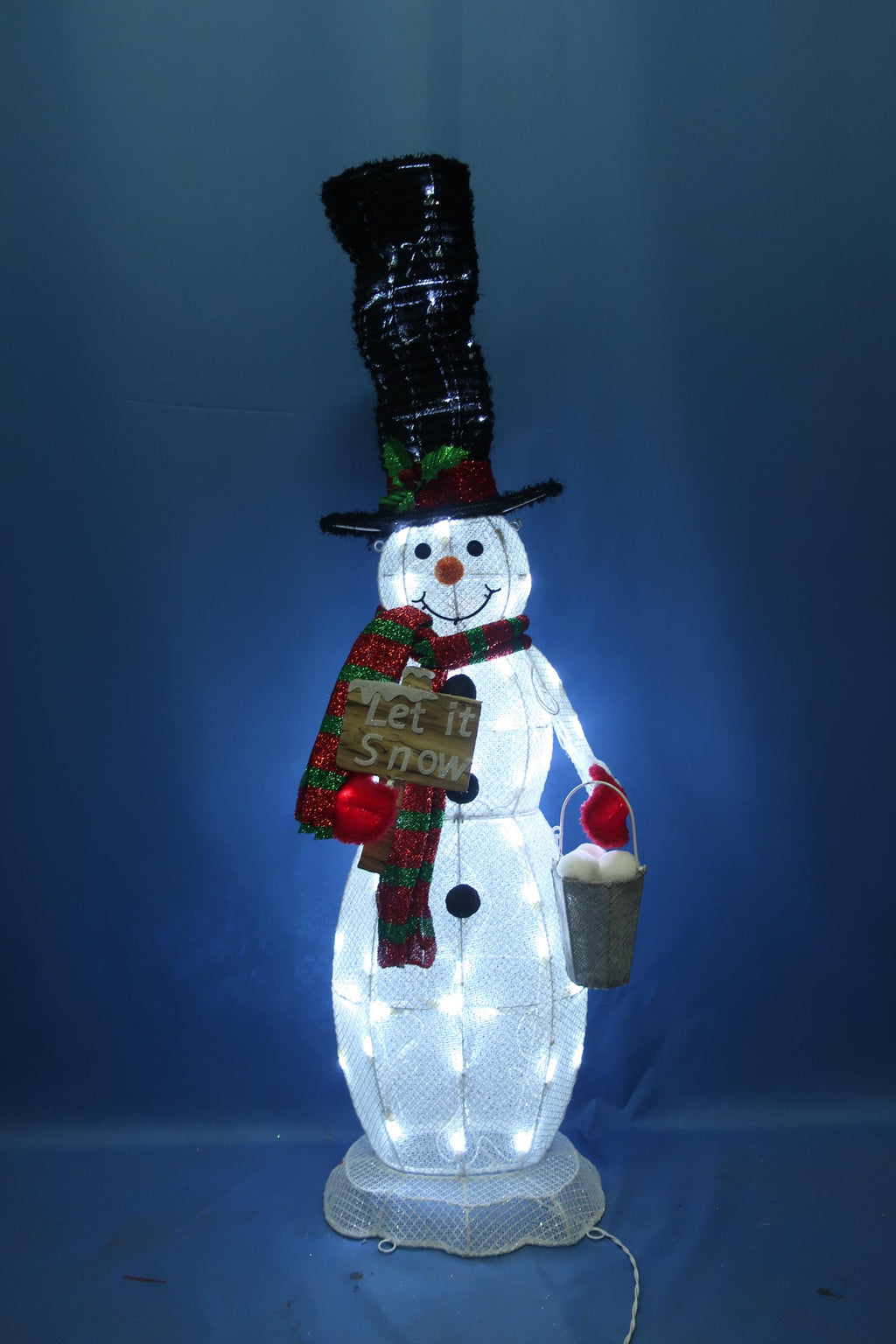 48-inch 70-light fabric top hat snowman light