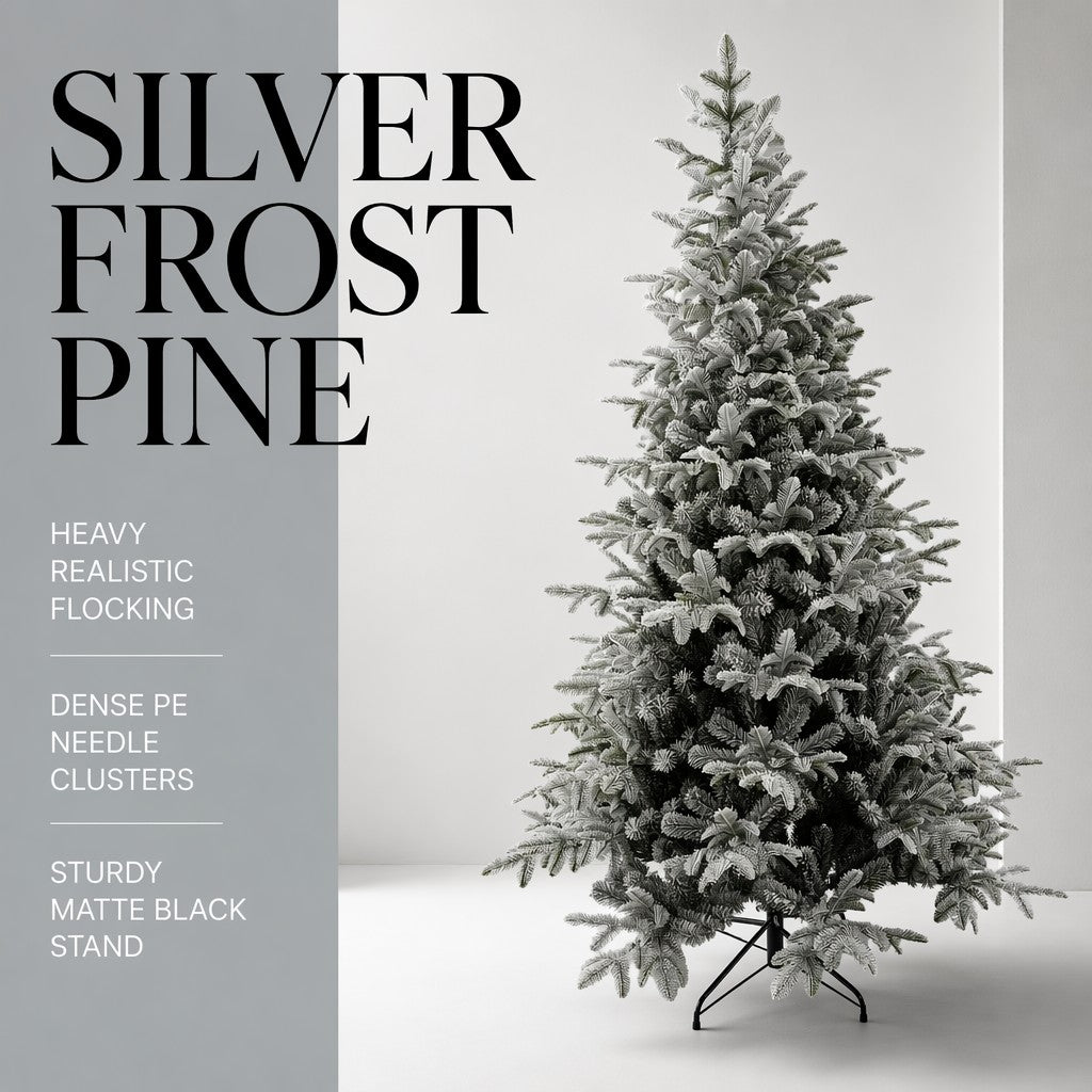 Wholesale Unlit Full Snow Flocked Noble Fir Artificial Christmas Tree Multi-Layer Dense Frosted Branches Undecorated Foldable Metal Stand Winter Home Decor