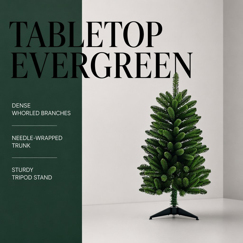 Factory Direct Small Tabletop Green Christmas Tree Unlit Thick Layered Pine Needles Compact Plastic Base Home Office Shelf Xmas Decoration
