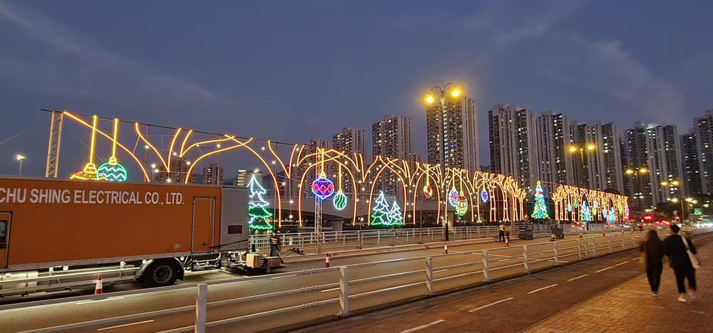 Large Outdoor Snowflake & Star Neon Festive Light Installation