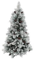 Green Automatic Expandable Snow Flocked Christmas Tree with Mixed PVC & Pine Needle Foliage and Pine Cones