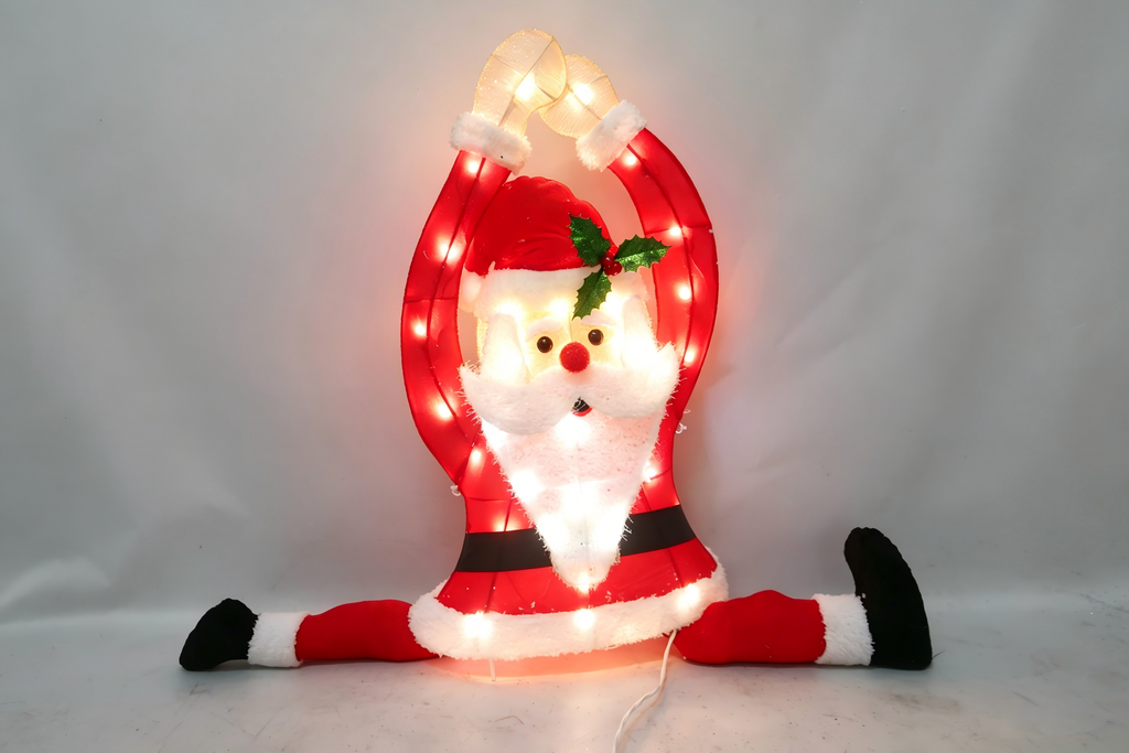 30-inch 35-light velvet-covered yoga split Santa Claus decoration