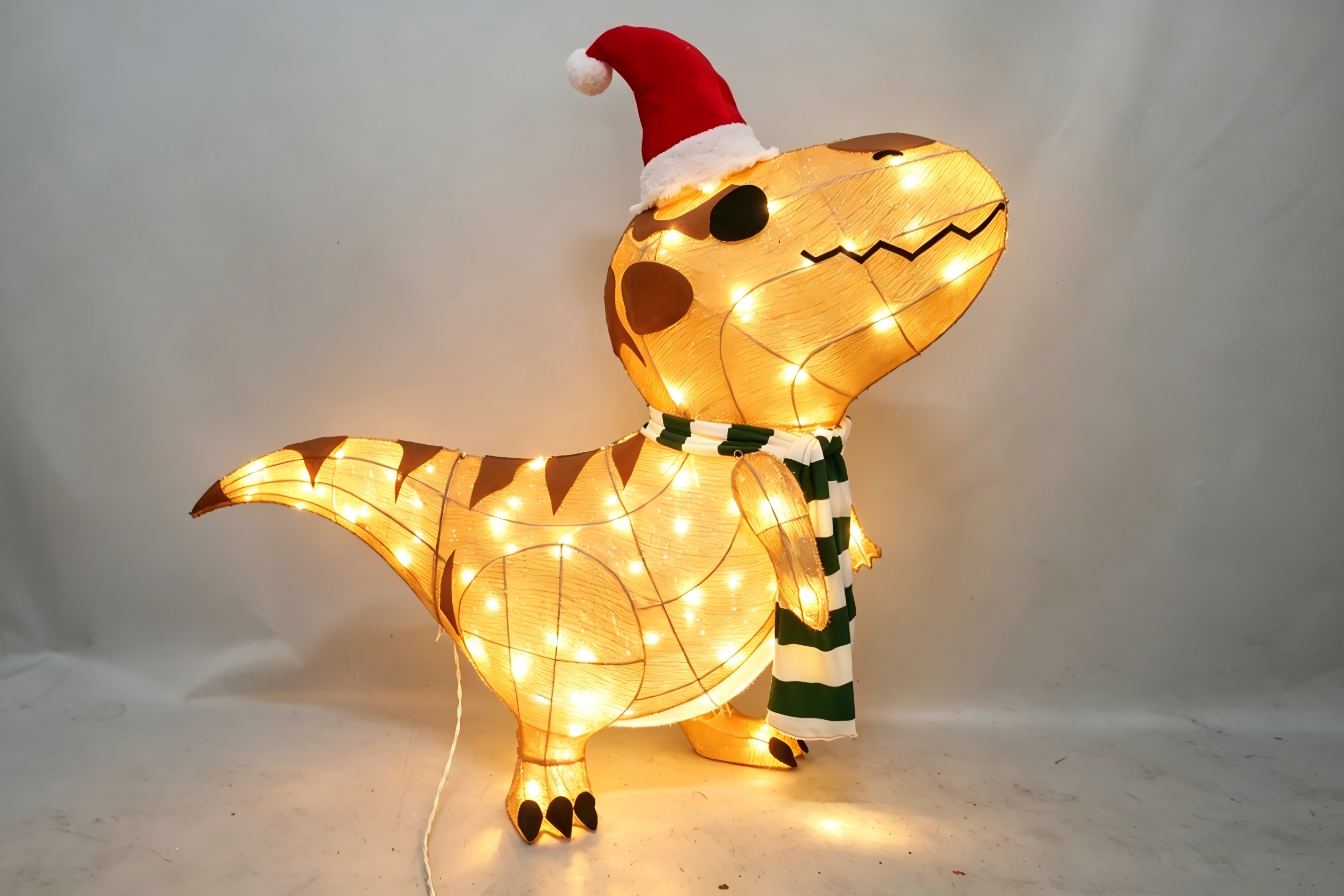 32-inch 80-light glittering fabric yellow dinosaur decoration