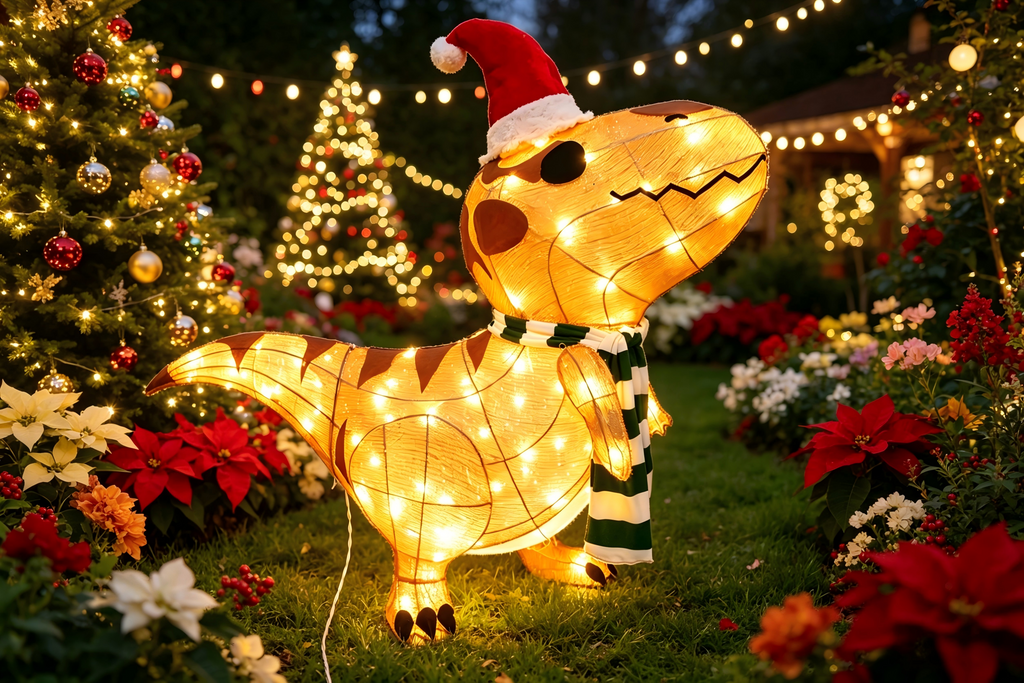 32-inch 80-light glittering fabric yellow dinosaur decoration