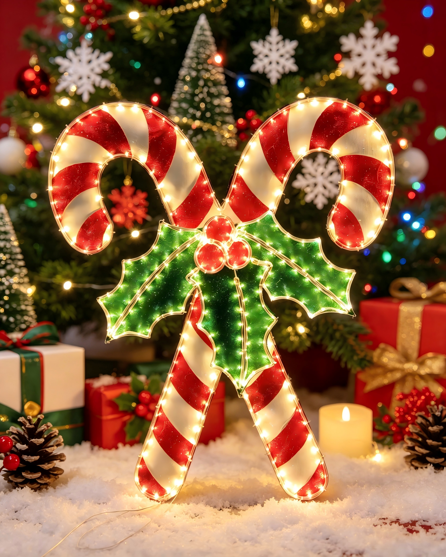 36-inch 105-light fabric-wrapped tube light double cane decoration