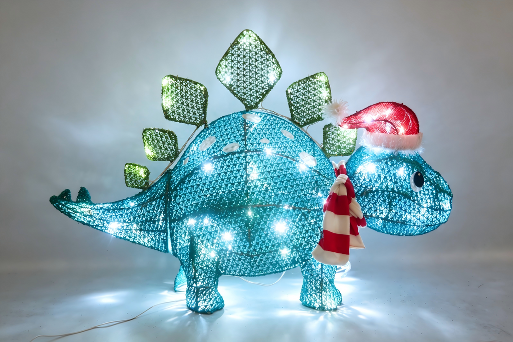 38-inch 80-light fabric-wrapped crawling dinosaur decoration