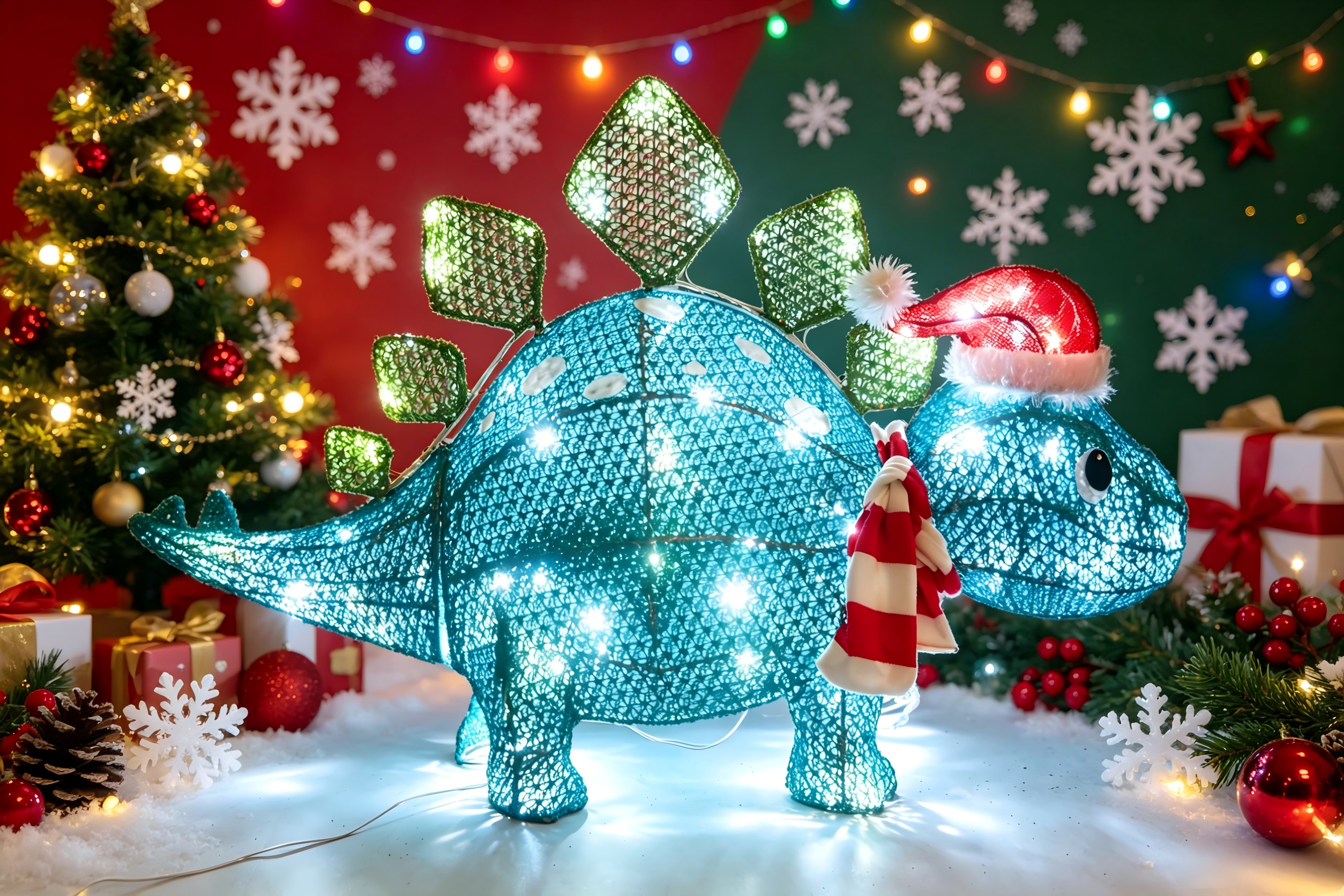 38-inch 80-light fabric-wrapped crawling dinosaur decoration