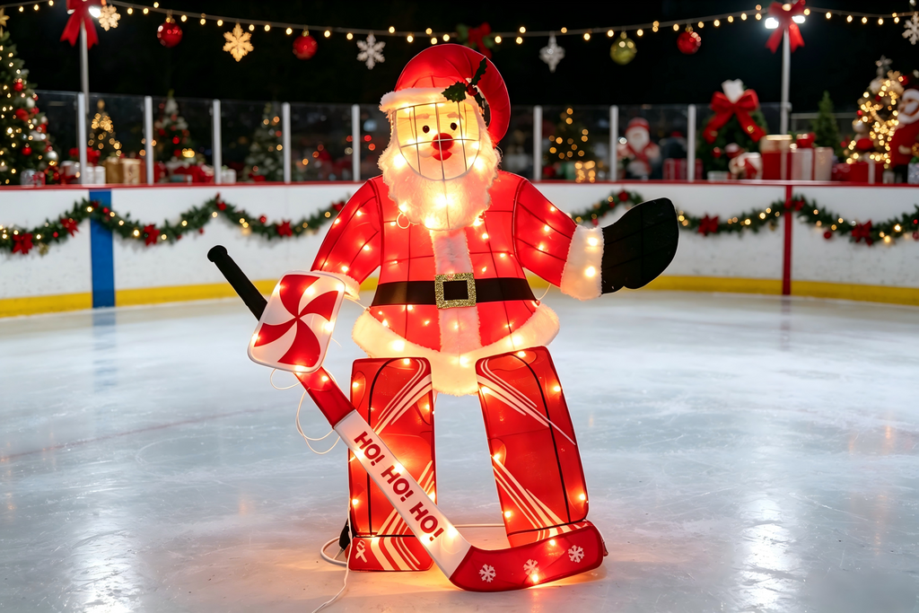 39-inch 100-light fabric-wrapped hockey husband decoration
