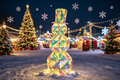 48-inch 120-light diamond-shaped iron frame with rainbow film snowman decoration