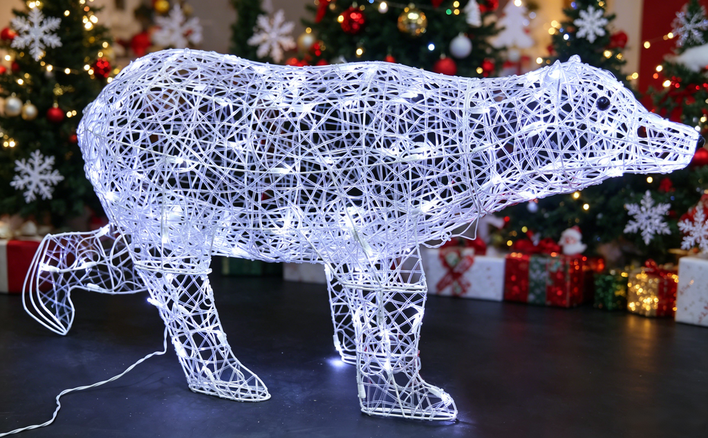 48-inch 105-light polar bear decoration with clear tube wrapped around