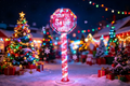 60-inch 100-Light Cotton-Wrapped Santa Stop Here Sign. Fun