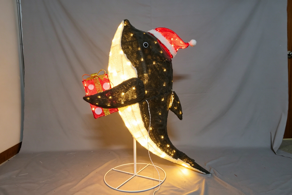49-inch 160-light plush whale decorative light