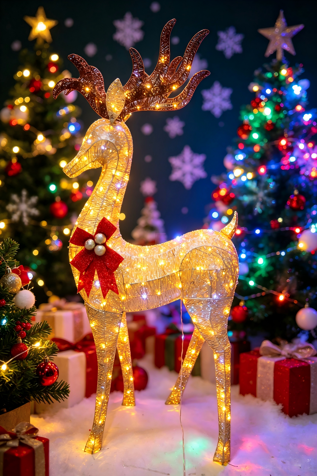 74-inch 160-Light Cotton-Wrapped Standing Buck