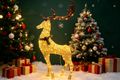 55-inch 120-Light Cotton-Wrapped Standing Reindeer Light