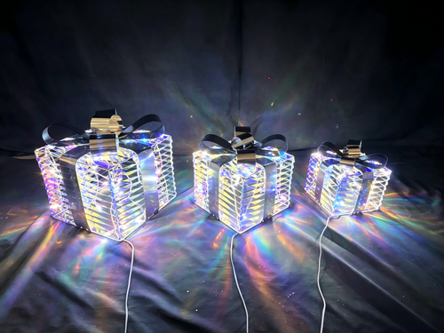 12/10/8 Inch 70-Light Iridescent Gift Box Set.