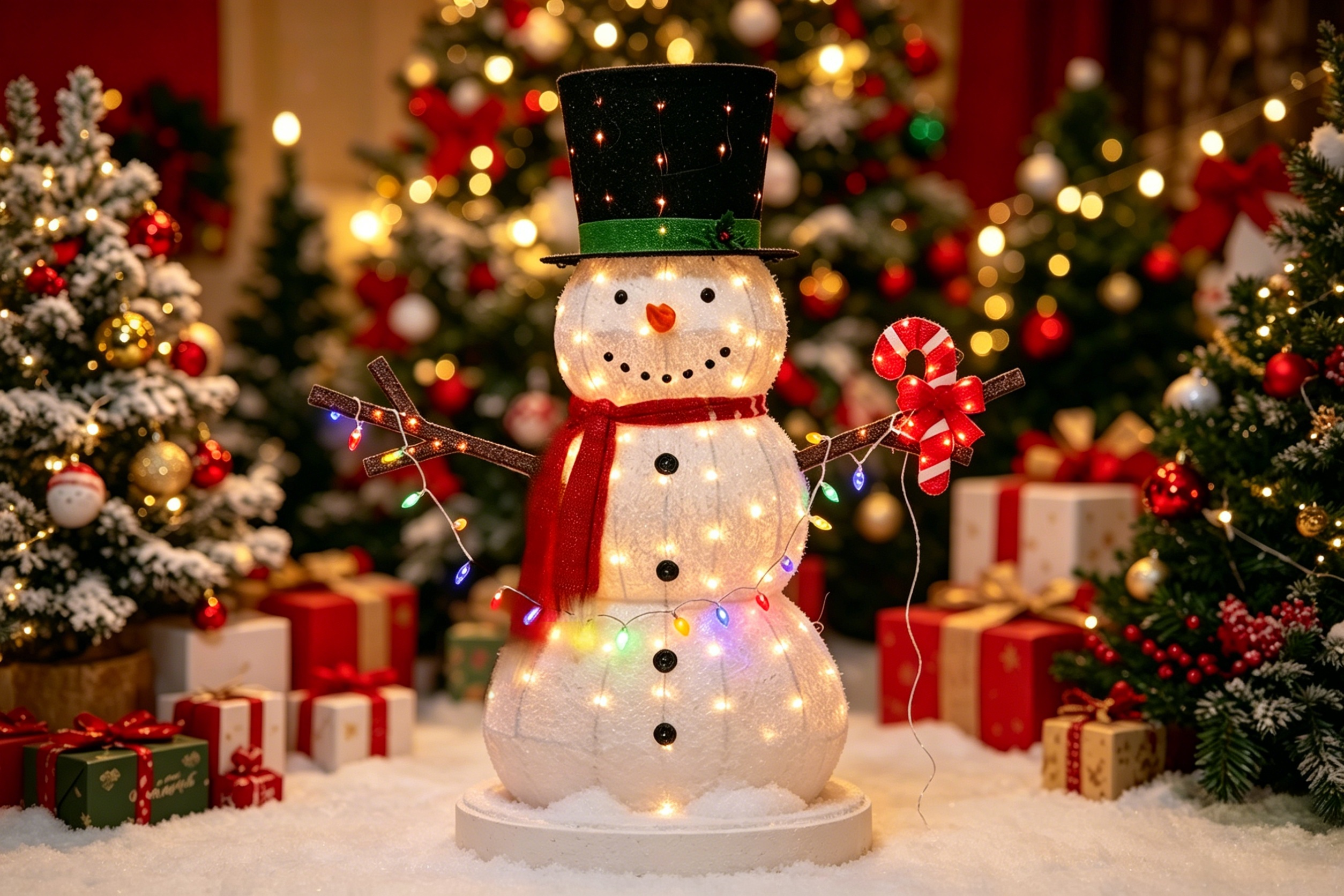 72-inch 105-light snowman decoration with velvet cloth