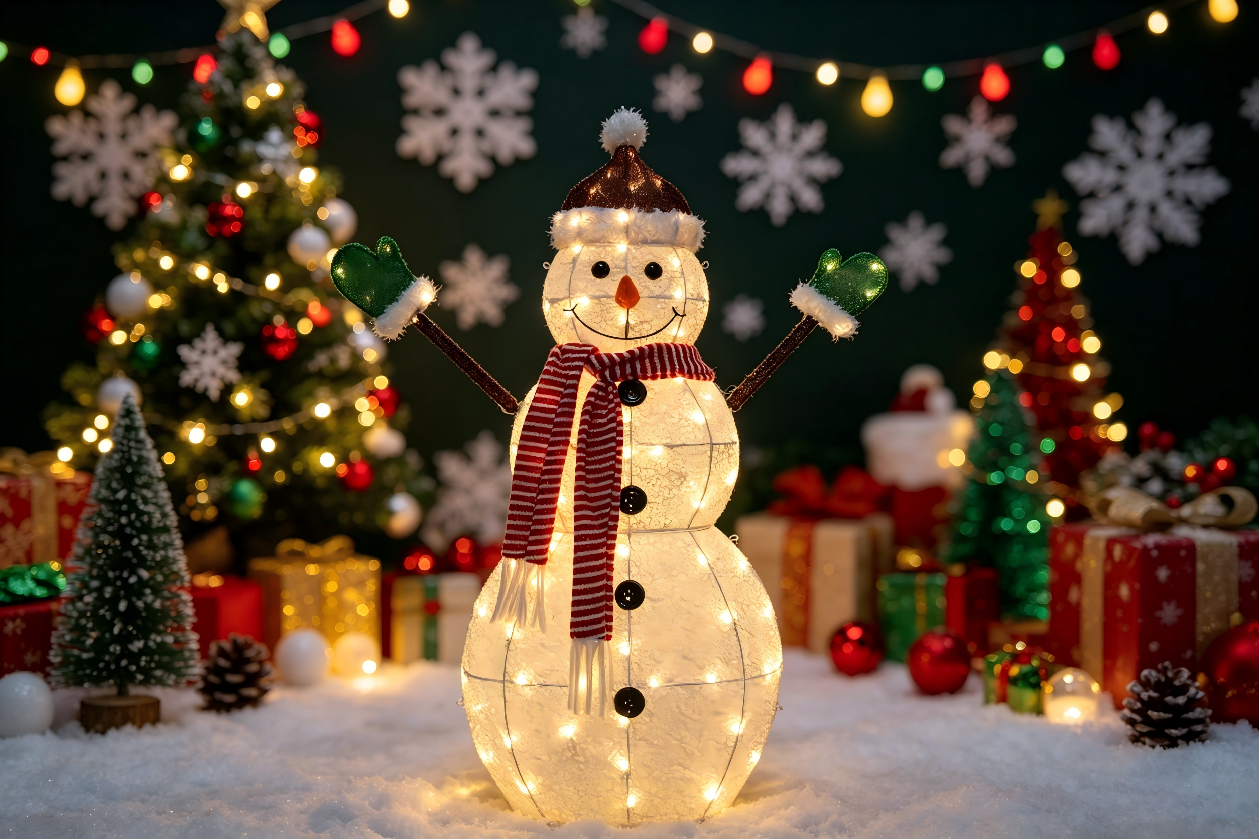 48-inch 105-Light Fabric Snowman Light.