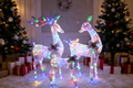 Set of 3 Lighted Reindeer (60/52/36"), with 140+120+70 4-color LED lights