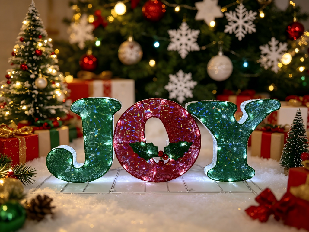 16-inch 60-light fabric JOY sign decoration