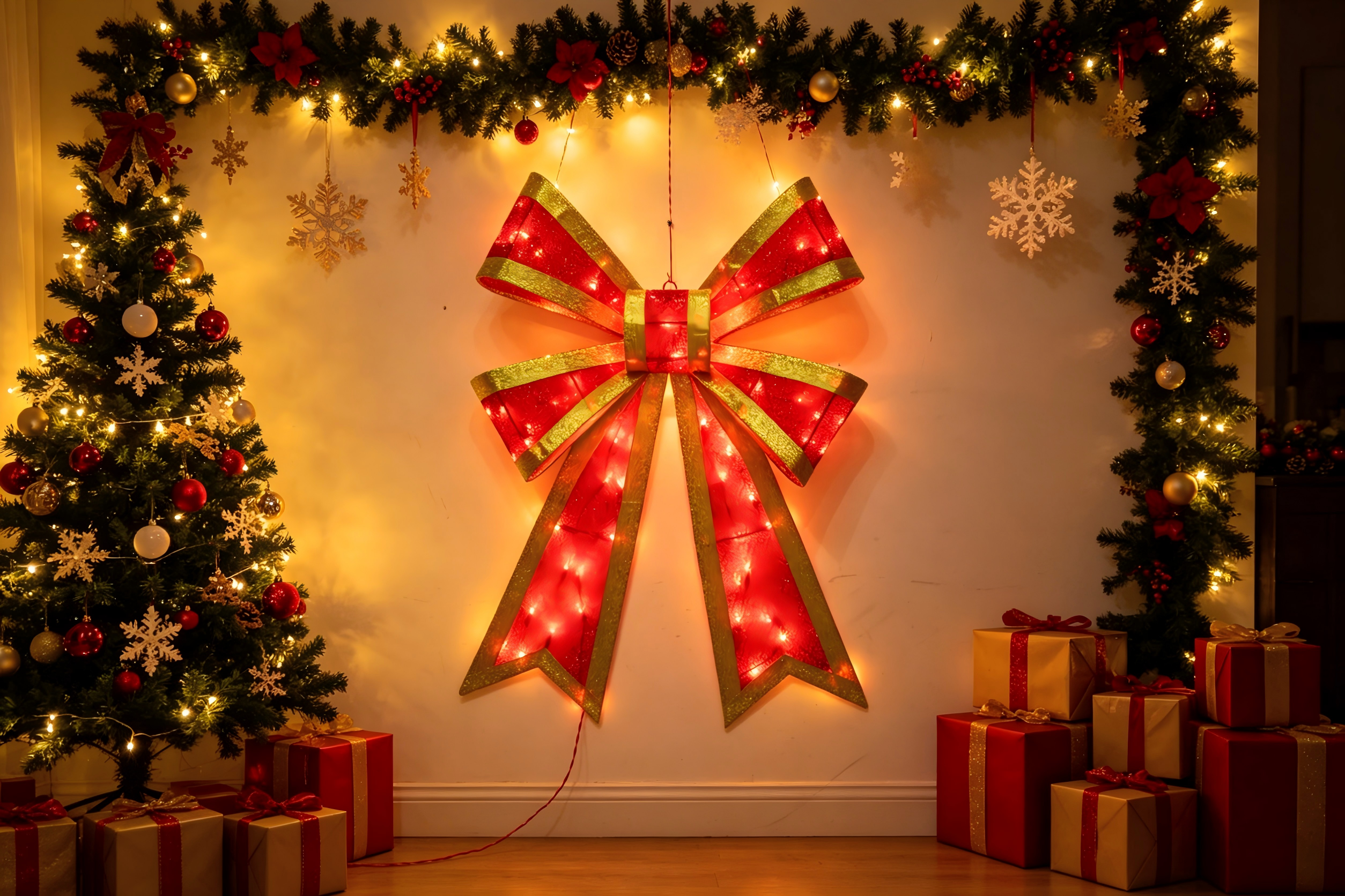 42" Light-Up Bow with 70 Red LED Lights
